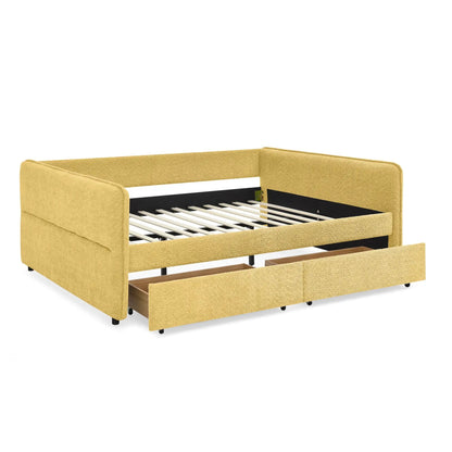 Upholstered daybed with 2 storage drawers in mustard fabric by Unique Piece Furniture on Tampa Home & Garden Store