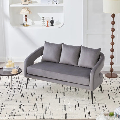 Open Back Loveseat Settee With Three Pillows
