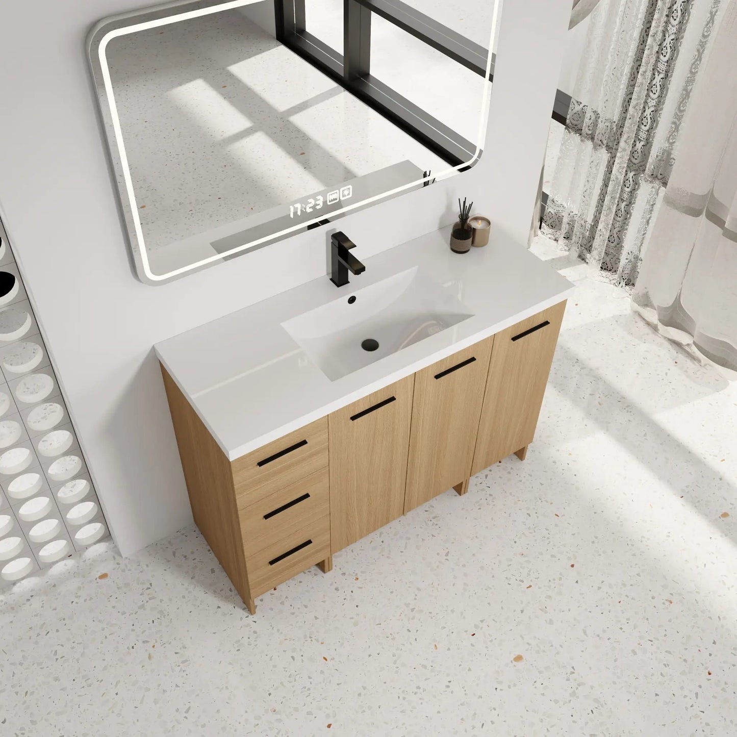 Floating Bathroom Vanity Sink and Modular Cabinet