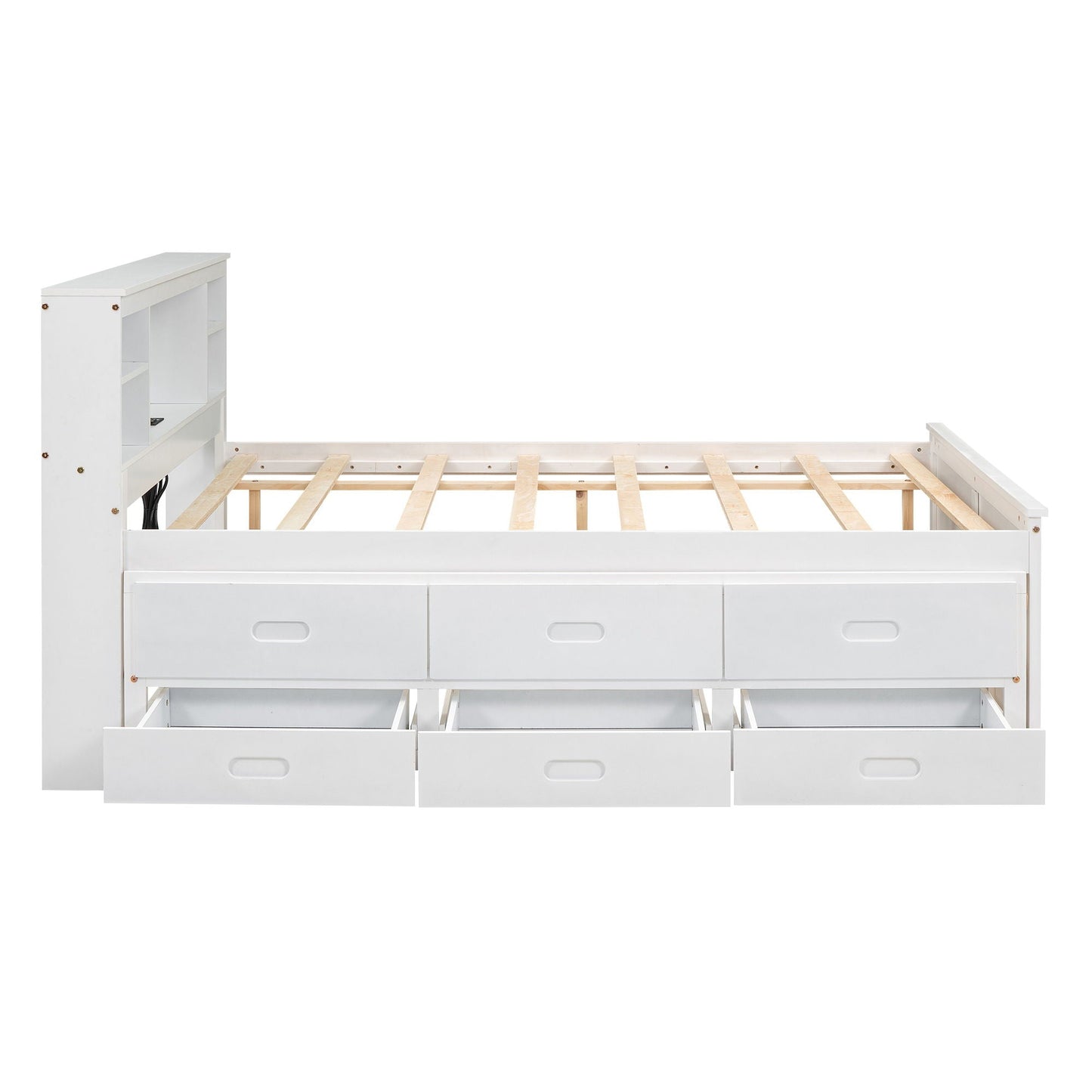 White platform bed with storage headboard and 3-drawer footboard by HouseOfZazla on Tampa Home & Garden Store