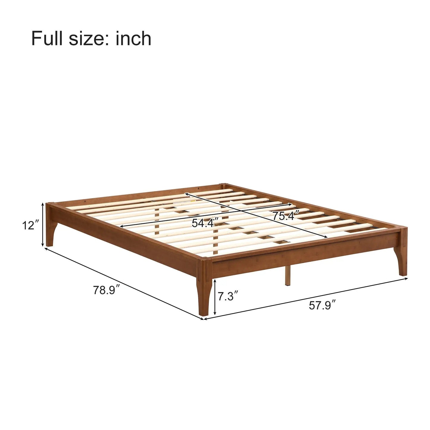 Solid Bamboo Platform Bed Frame with Slat Support