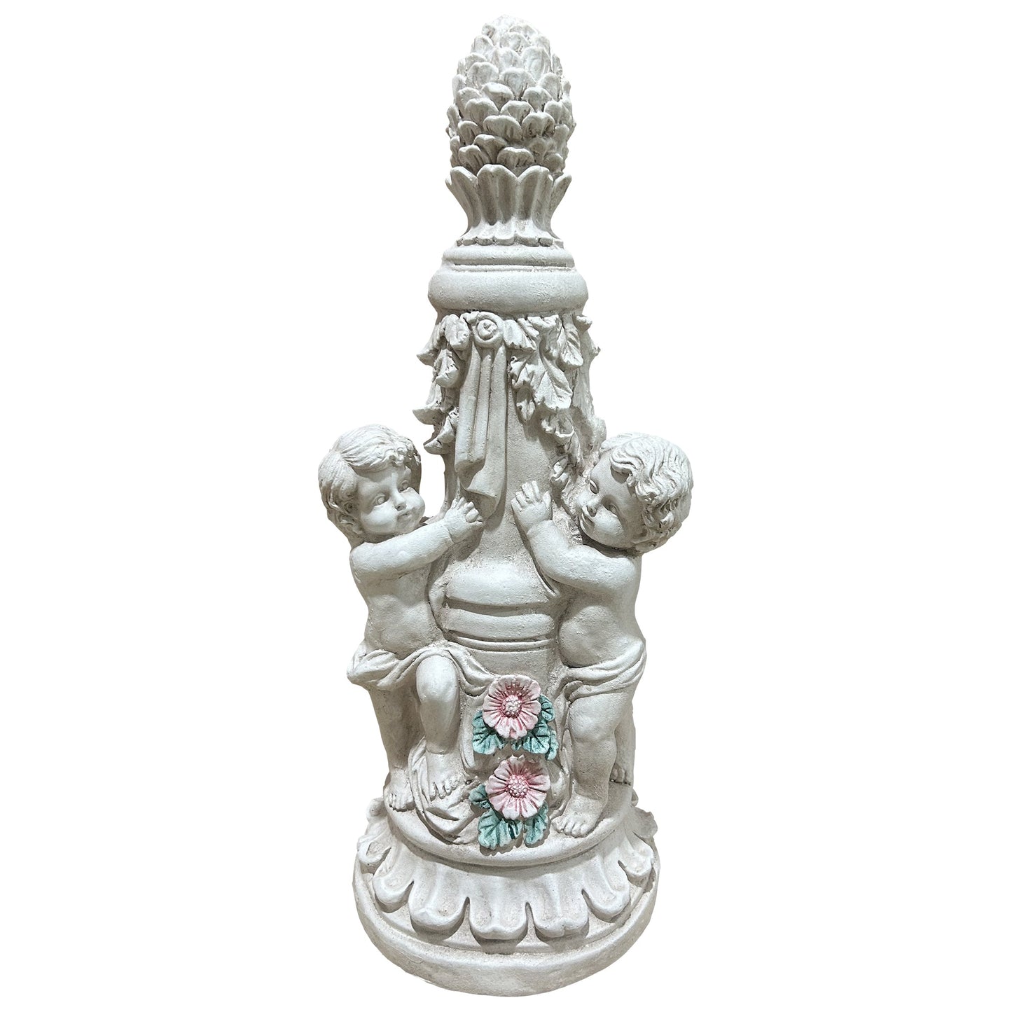 Climbing Children Garden Statue by HouseOfZazla, white stone sculpture with three kids on Tampa Home & Garden Store