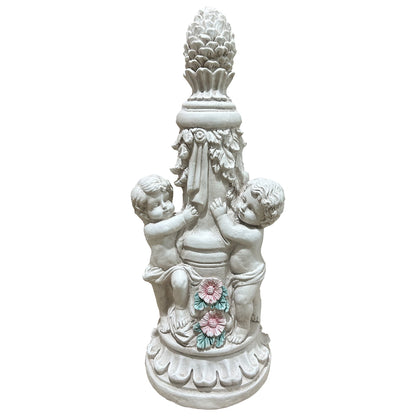 Climbing Children Garden Statue by HouseOfZazla, white stone sculpture with three kids on Tampa Home & Garden Store