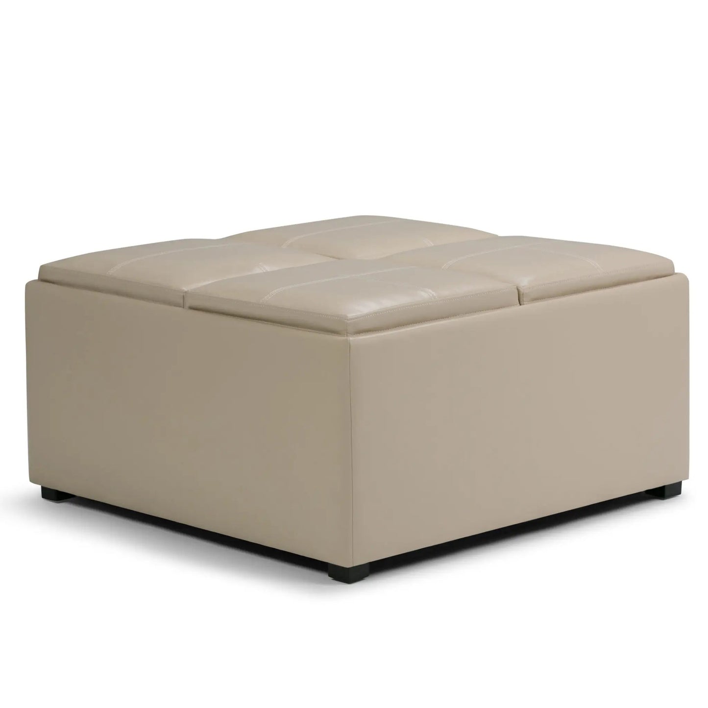 Avalon square storage ottoman beige leather with stitched top by Unique Piece Furniture on Tampa Home & Garden Store