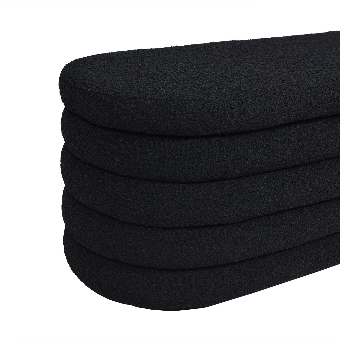 Fuji Upholstered Oval Storage Bench cushions in black textured fabric by HouseOfZazla on Tampa Home & Garden Store