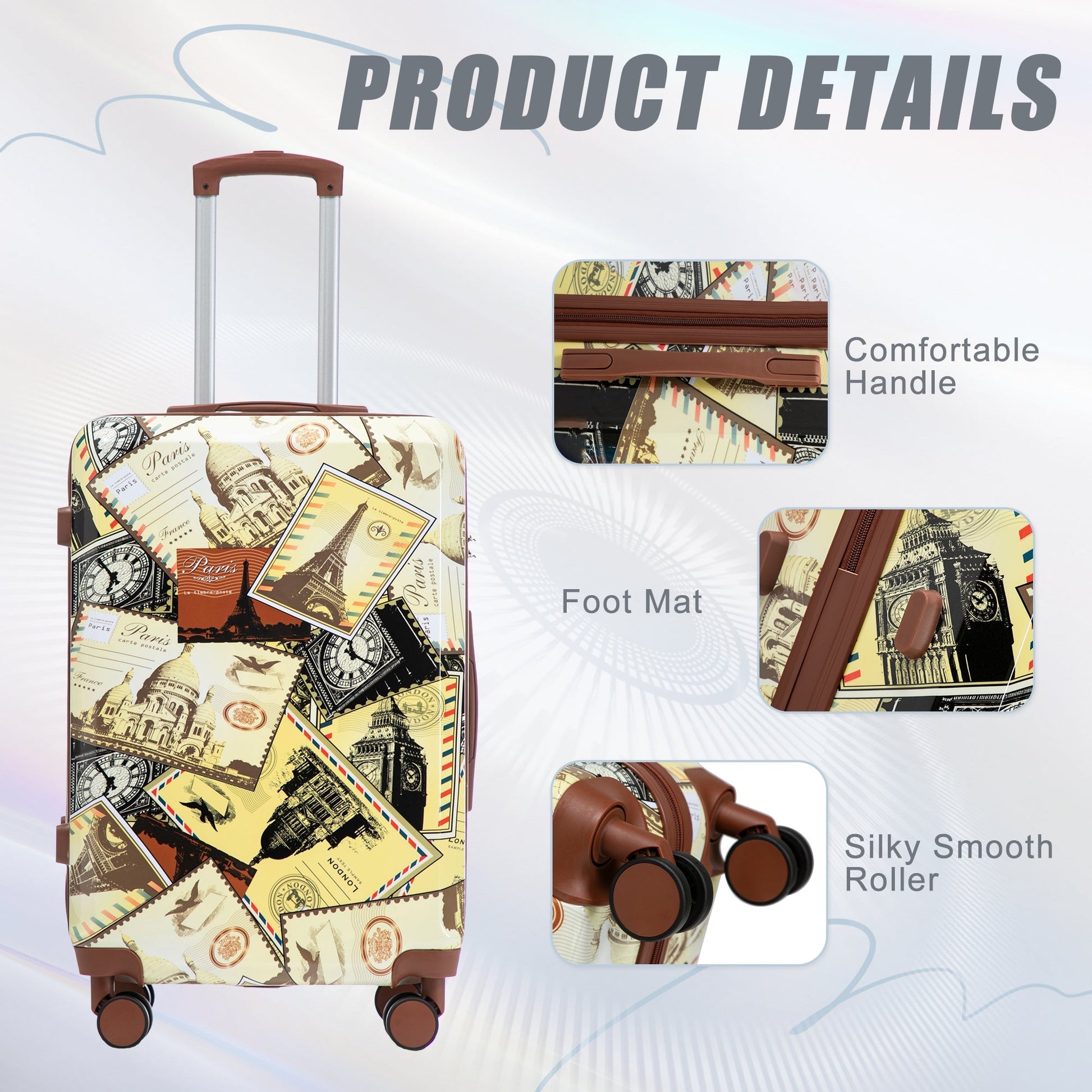 3-Piece PC Spinner Luggage Set with Printed Pattern by HouseOfZazla, travel suitcases on Tampa Home & Garden Store