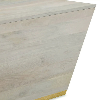 Abba coffee table by Unique Piece Furniture in a light washed wood finish with gold base accent on Tampa Home & Garden Store