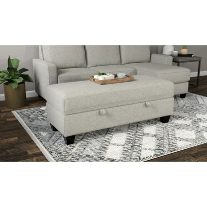 Drason Ottoman by Unique Piece Furniture gray fabric with hidden storage and black legs on Tampa Home & Garden Store