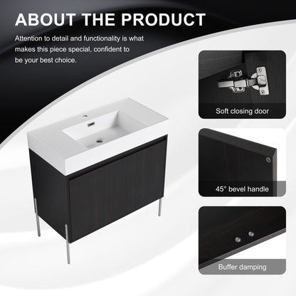 HouseOfZazla freestanding bathroom vanity with resin sink in dark wood storage cabinet on Tampa Home & Garden Store
