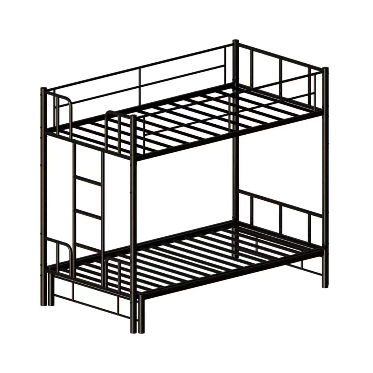 Twin Size Metal Pull-Out Bunk Bed with Ladder, black metal frame, HouseOfZazla two-tier bunk bed on Tampa Home & Garden Store