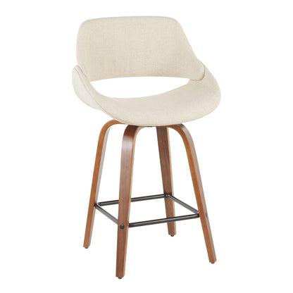 Fabrico counter stools set of 2, beige upholstered seats with curved backs and wood legs on Tampa Home & Garden Store