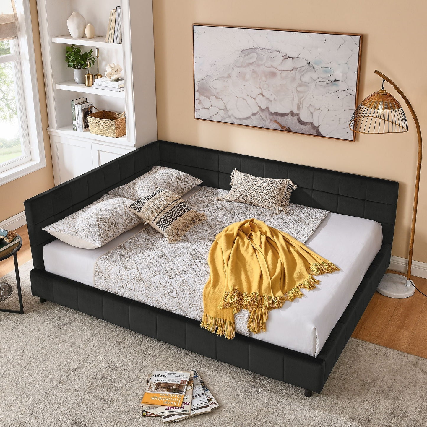 Mid-Century Upholstered Bed Frame and Backrest