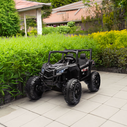 Side-by-Side 4x4 ride-on off-road toy car, black with oversized rugged tires on Tampa Home & Garden Store