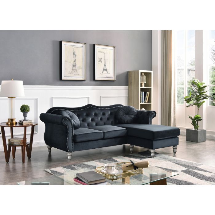 Hollywood Glam Sofa Chaise and Tufted Nailhead