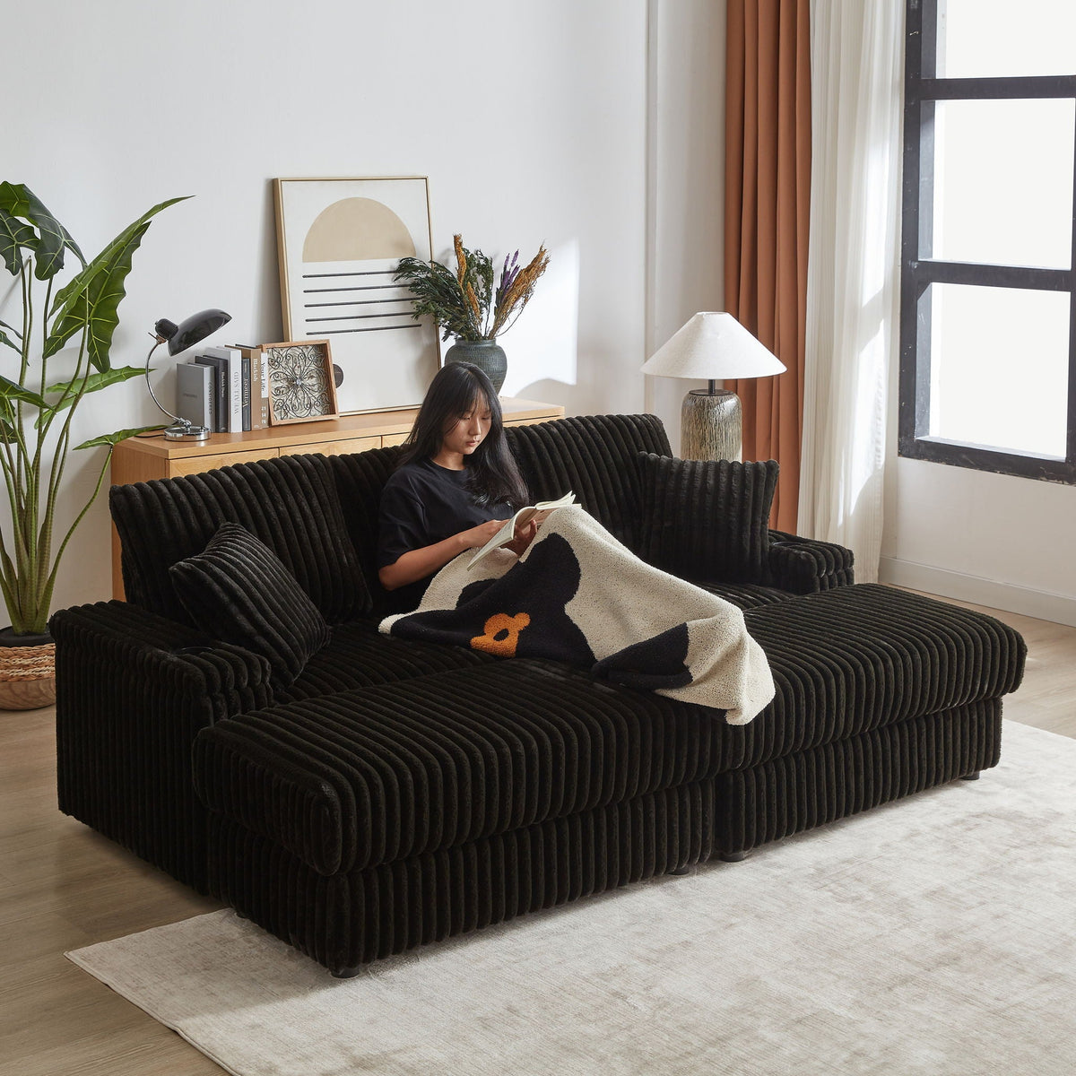 3 Seater Sofa With 2 Ottomans and Storage