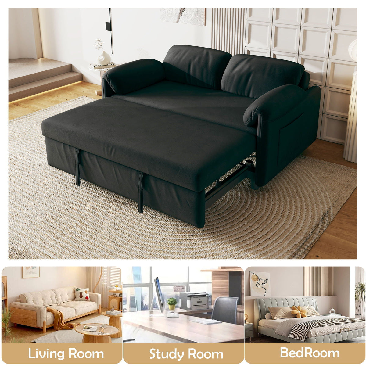 Dual Purpose Sofa and Retractable Queen Bed