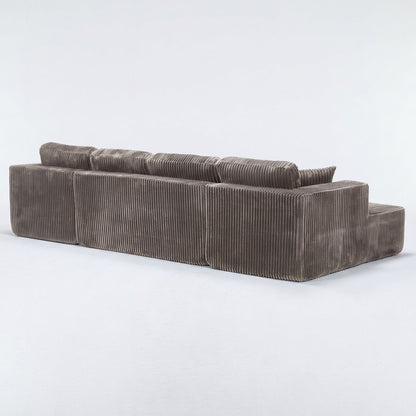U-Shape modular sectional sofa in brown corduroy fabric by HouseOfZazla on Tampa Home & Garden Store