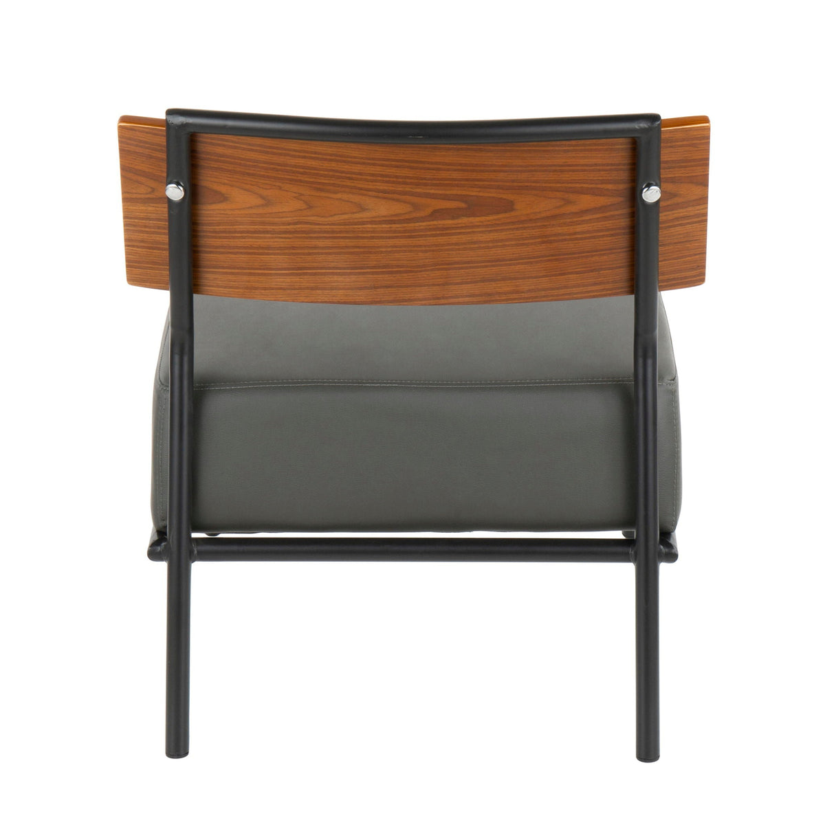 Contemporary side chair with walnut back and gray faux leather by HouseOfZazla on Tampa Home & Garden Store