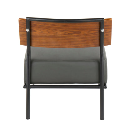 Contemporary side chair with walnut back and gray faux leather by HouseOfZazla on Tampa Home & Garden Store