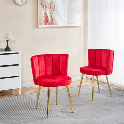 Ergonomic Dining Chair Set of 2 in red velvet with gold metal legs on Tampa Home & Garden Store