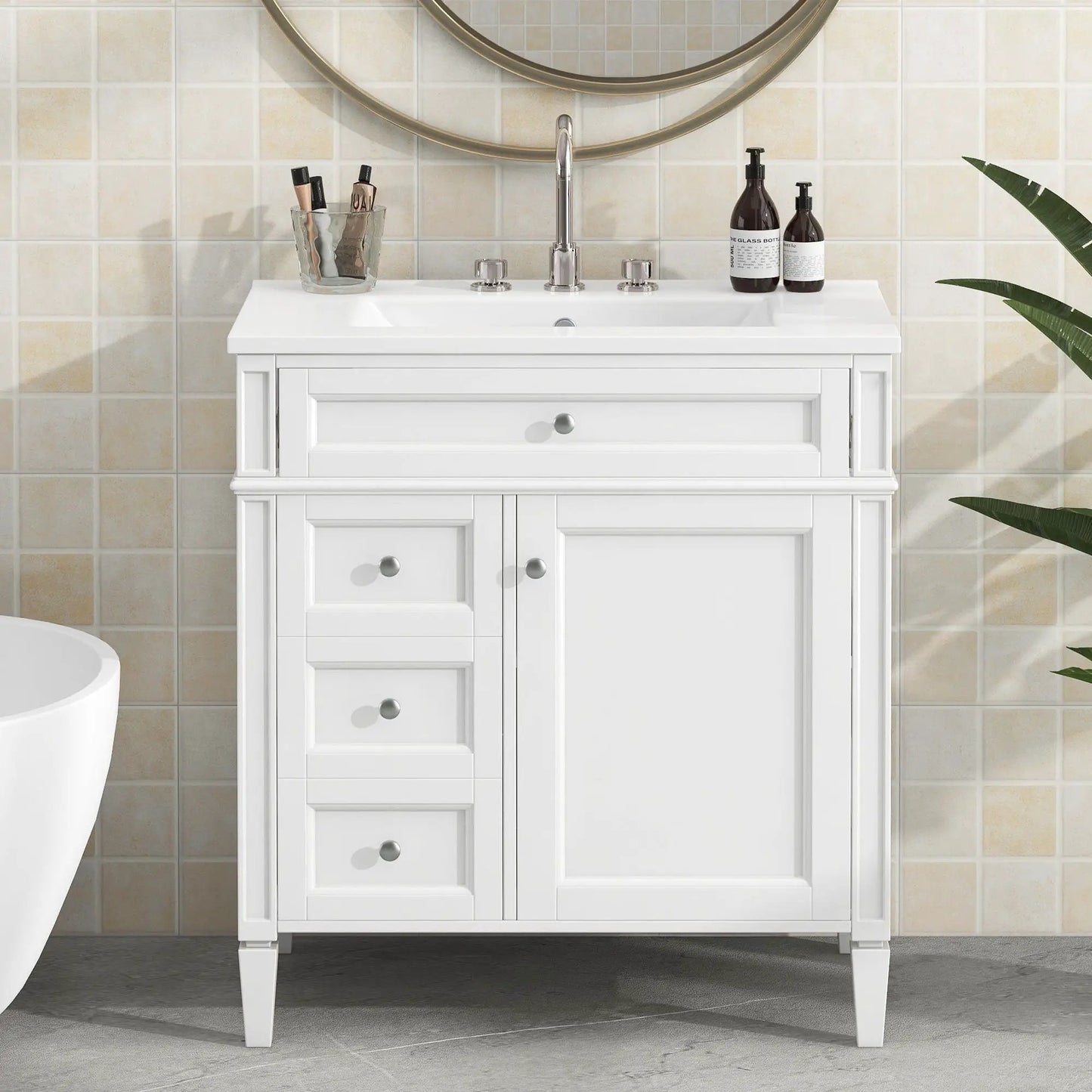 Bathroom Vanity With Top Sink and Modern Storage