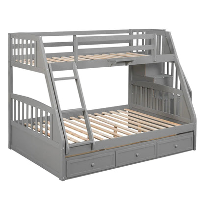 Bunk bed with drawers, storage staircase and ladder in gray finish by Unique Piece Furniture on Tampa Home & Garden Store