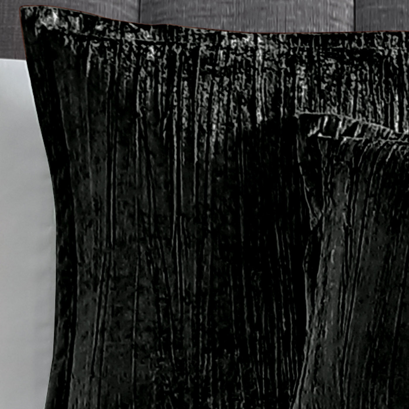 Turin 7 Piece Black Crinkle Velvet Comforter Set by HouseOfZazla close-up on Tampa Home & Garden Store