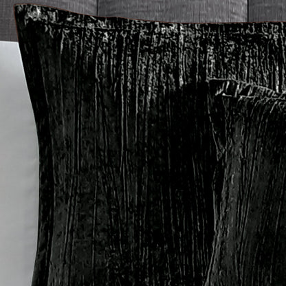 Turin 7 Piece Black Crinkle Velvet Comforter Set by HouseOfZazla close-up on Tampa Home & Garden Store