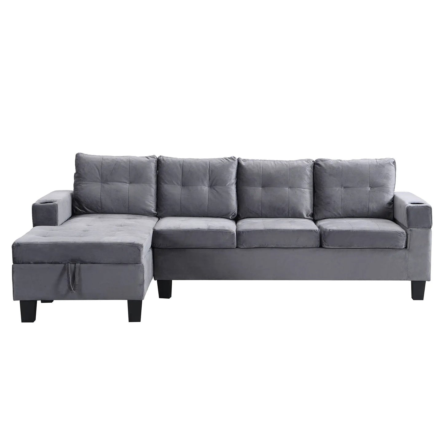 Modern Sectional Sofa with L-shaped Chaise in gray fabric, storage, Unique Piece Furniture on Tampa Home & Garden Store