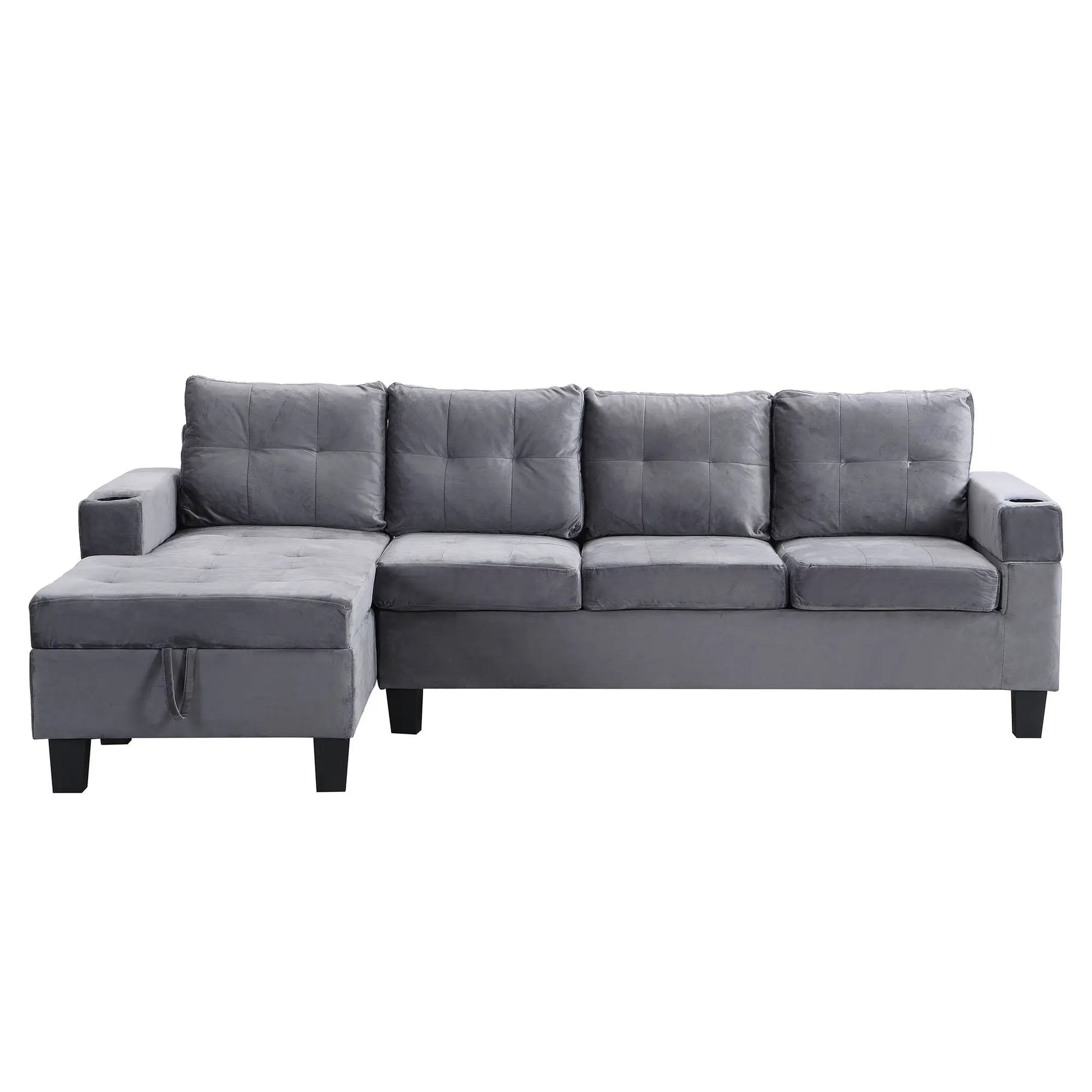Modern Sectional Sofa with L-shaped Chaise in gray fabric, storage, Unique Piece Furniture on Tampa Home & Garden Store