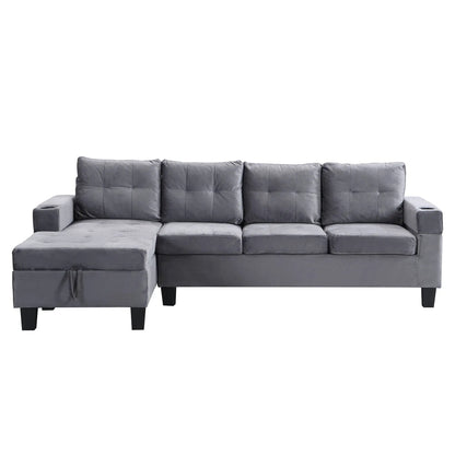 Modern Sectional Sofa with L-shaped Chaise in gray fabric, storage, Unique Piece Furniture on Tampa Home & Garden Store