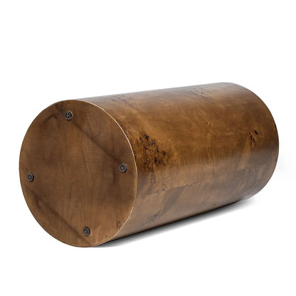 Nebula Accent Pillar Side Table round wooden log with brown finish and metal studs on Tampa Home & Garden Store