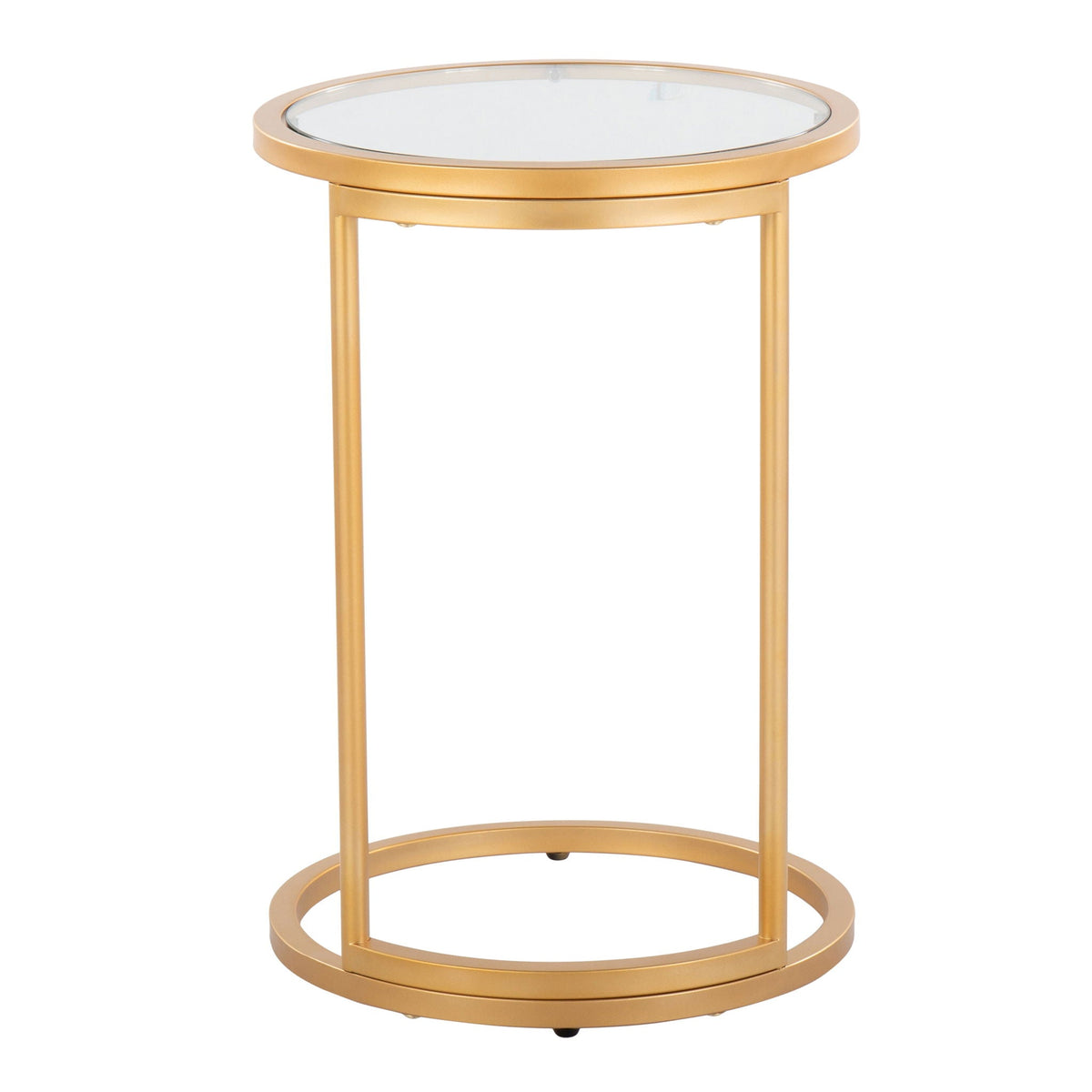 Round end table with tempered glass top, gold-tone metal frame, HouseOfZazla on Tampa Home & Garden Store