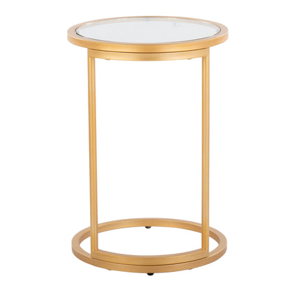 Round end table with tempered glass top, gold-tone metal frame, HouseOfZazla on Tampa Home & Garden Store
