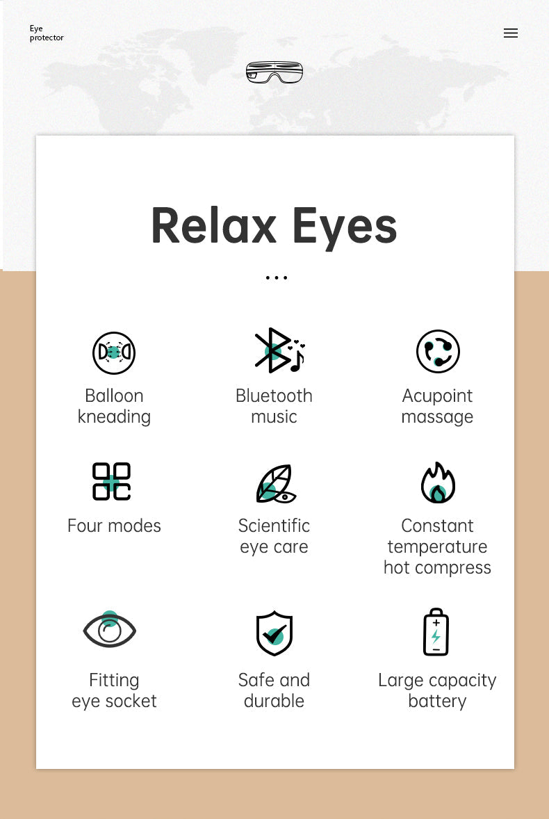 Eye Massager Air Pressure Vibration Eye Protector Bluetooth Eye Massage Relax Migraines Relief Improve Sleep - Tampa Home & Garden Store