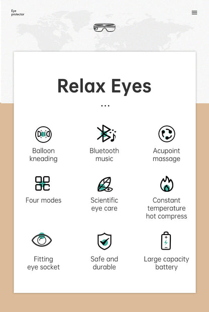 Eye Massager Air Pressure Vibration Eye Protector Bluetooth Eye Massage Relax Migraines Relief Improve Sleep - Tampa Home & Garden Store