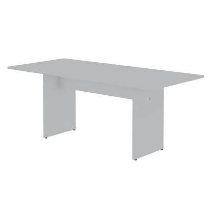 Nomad dining table by HouseOfZazla, gray Protouch wood-grain top with white legs on Tampa Home & Garden Store