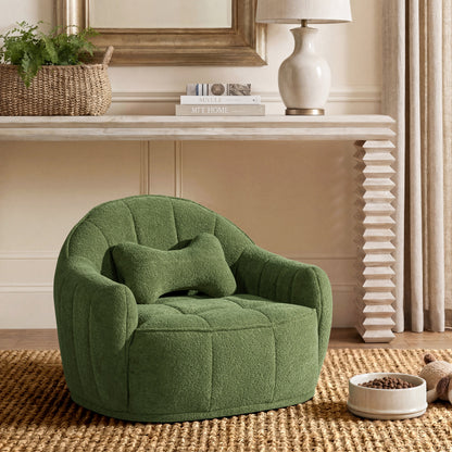 Louie 30.5in Dog Sofa Bed Moss moss-green tufted pet bed on cozy living room rug on Tampa Home & Garden Store