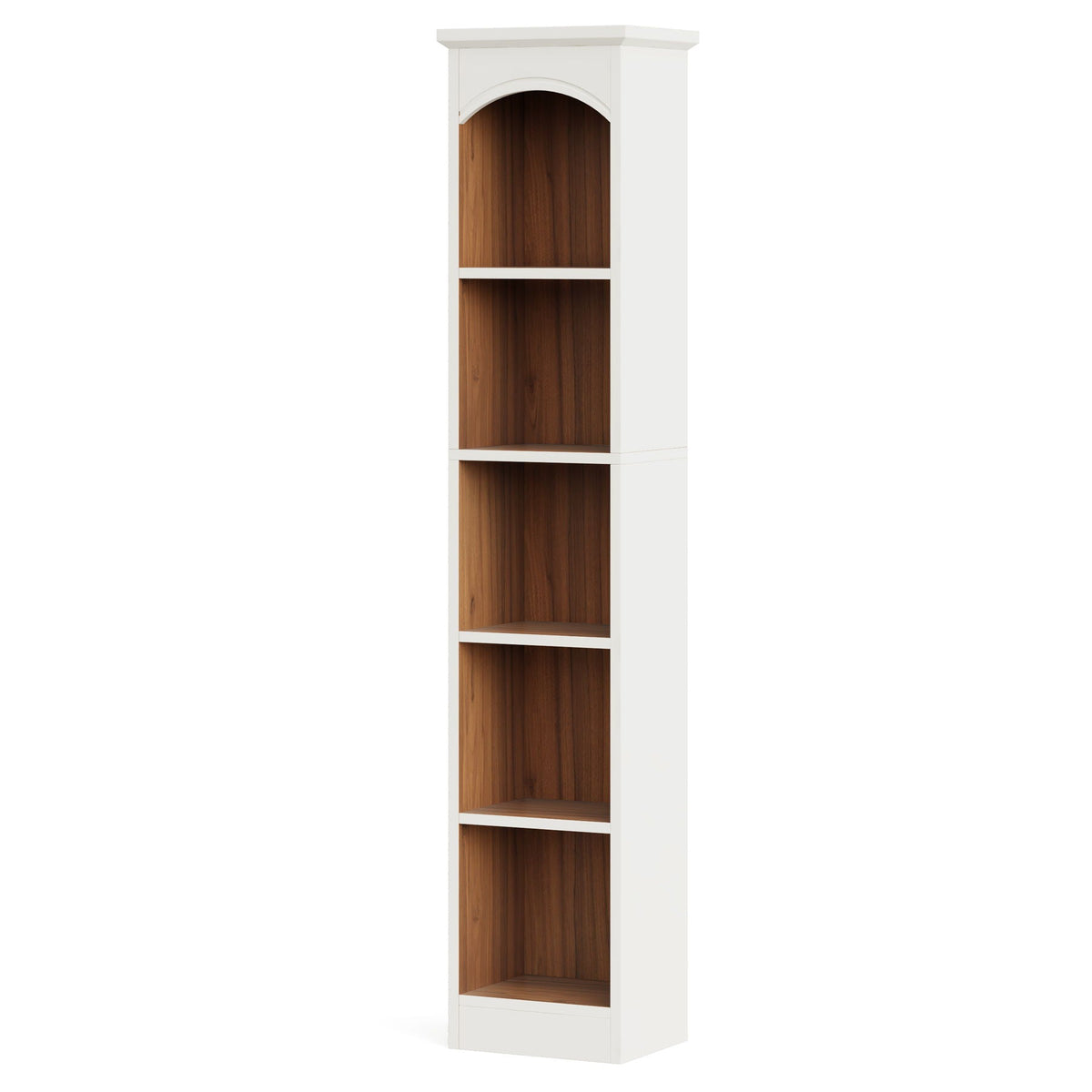 5 Tier Library Bookcase White waterproof melamine with woodgrain shelves HouseOfZazla on Tampa Home & Garden Store