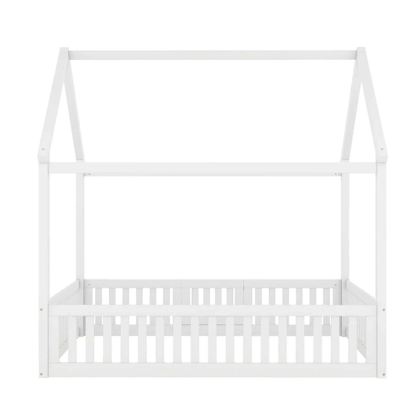 Wood House Bed with Fence and Door Sky Roof