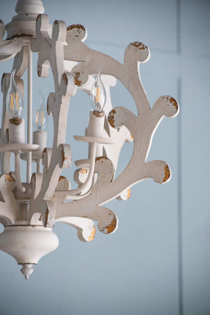 6 Light Chandelier for Kitchen White Finish