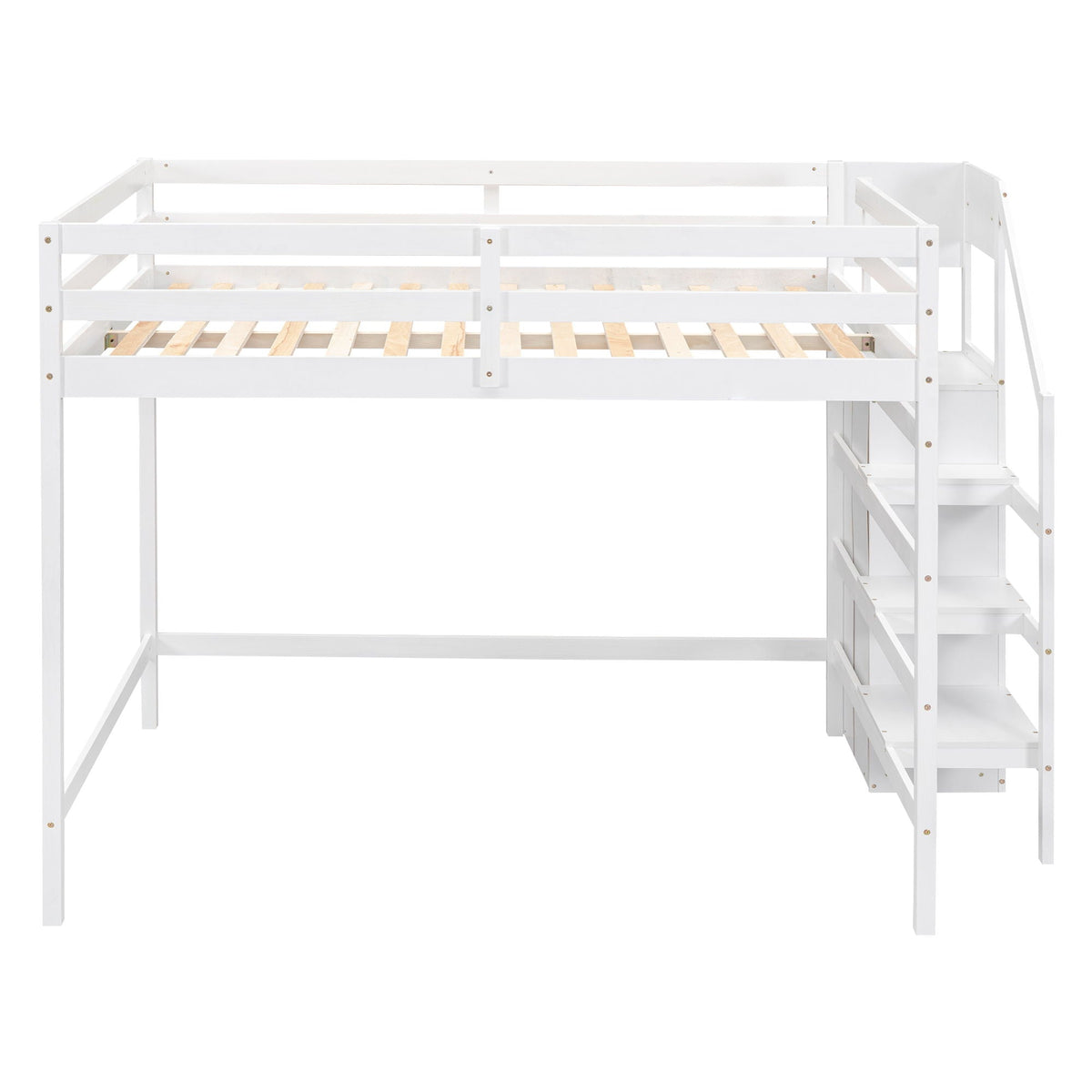 Loft bed with built-in storage wardrobe and staircase in white by HouseOfZazla on Tampa Home & Garden Store