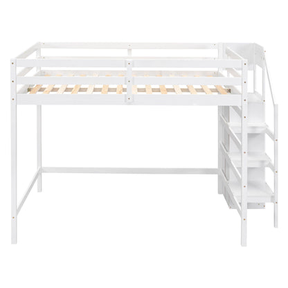 Loft bed with built-in storage wardrobe and staircase in white by HouseOfZazla on Tampa Home & Garden Store