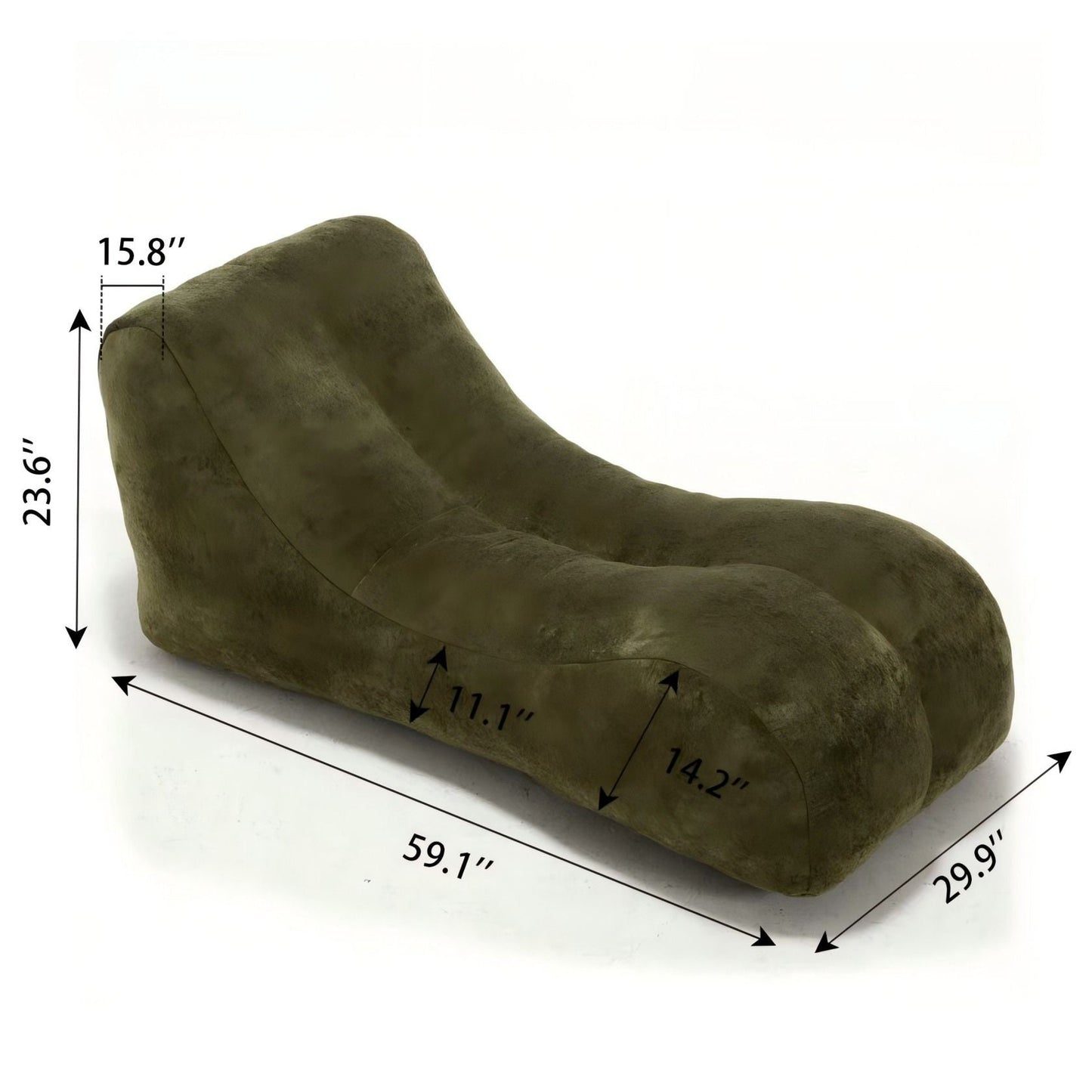 HouseOfZazla Creative Bean Bag Sofa Chair with high quality sponge filling in olive green on Tampa Home & Garden Store