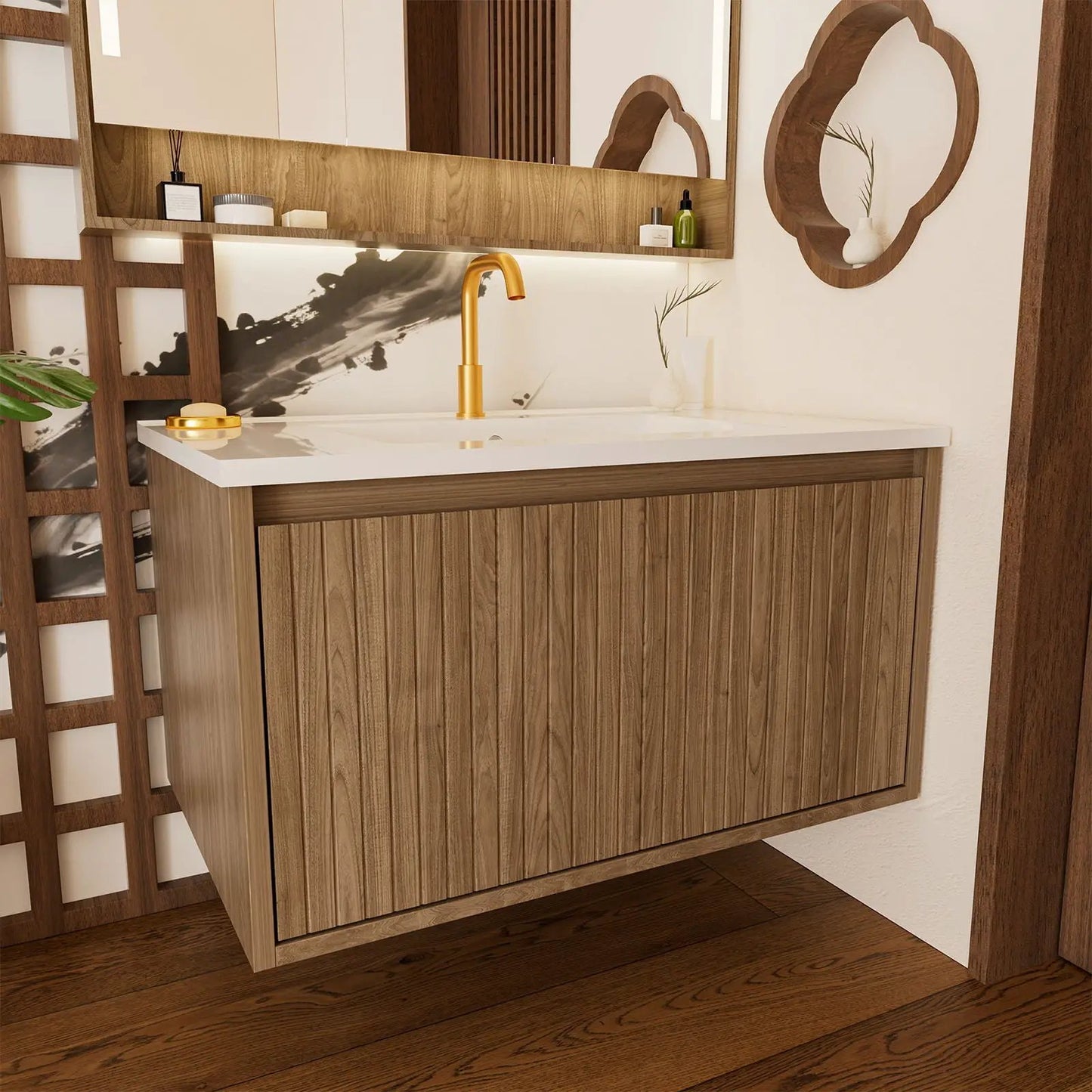Wall Mounted Floating Bathroom Vanity With Sink