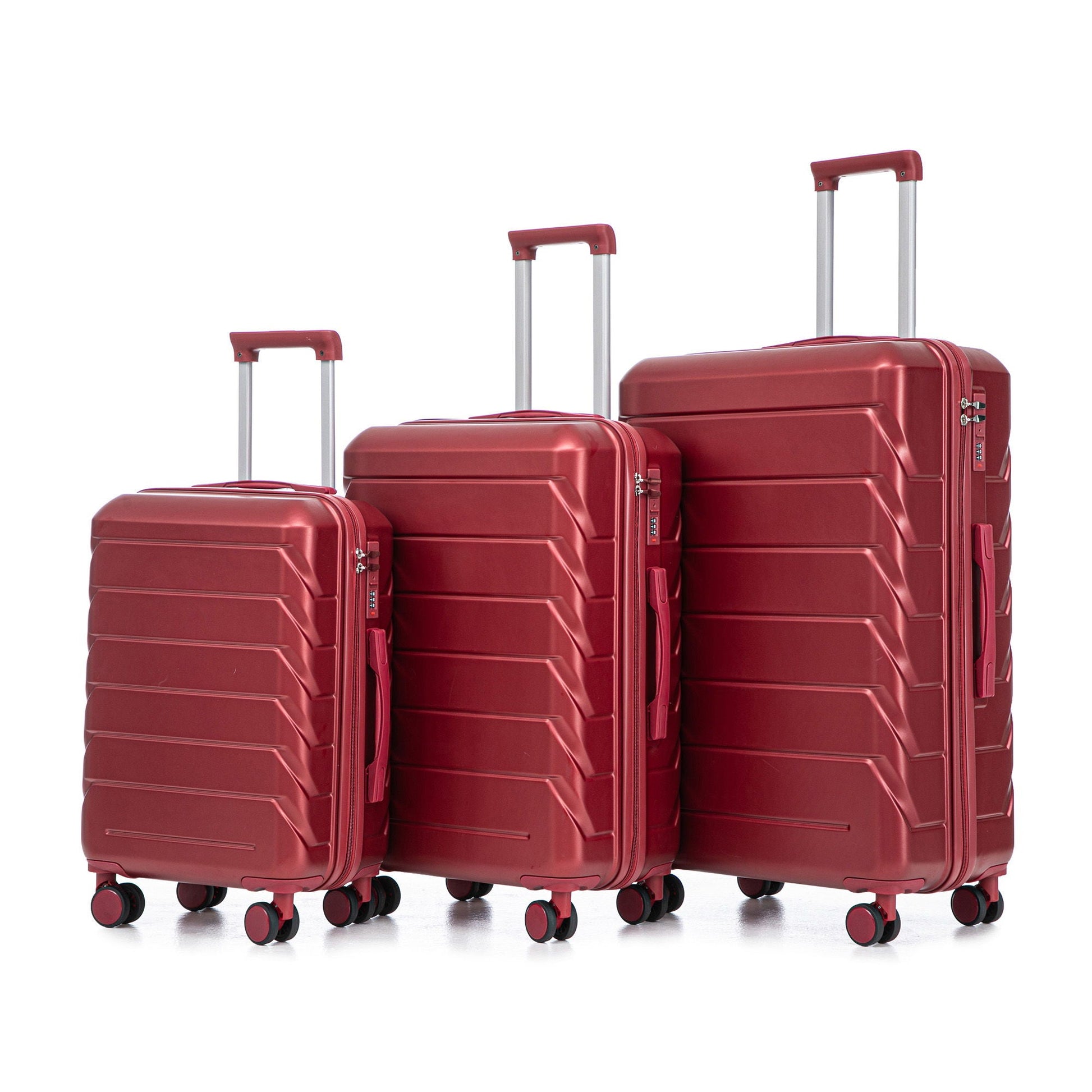 3-piece red spinner luggage set with combination locks (20/24/28 in) HouseOfZazla on Tampa Home & Garden Store