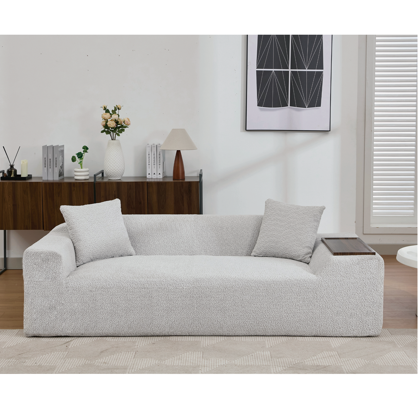 Modern Two Piece Boucle Cloud Sofa and Loveseat
