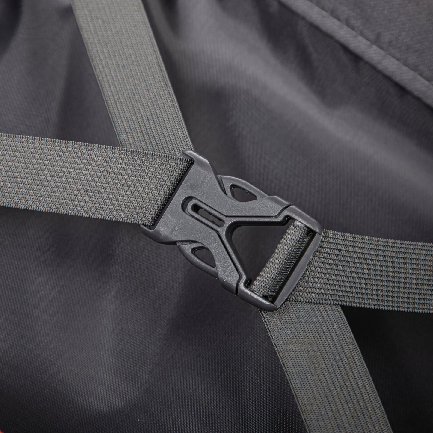 Gray luggage strap with buckle on dark fabric, part of HouseOfZazla 2pc spinner luggage set on Tampa Home & Garden Store
