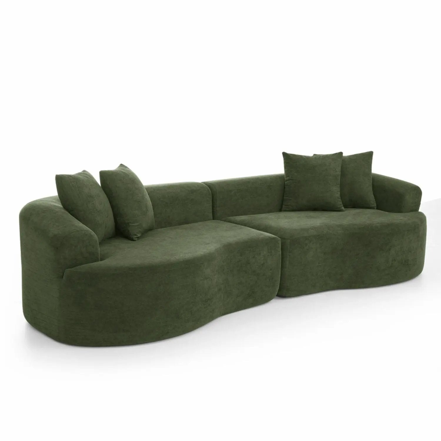 4 Seater Cloud Sectional Sofa olive-green plush fabric Unique Piece Furniture stationary on Tampa Home & Garden Store