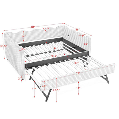 Gingham Daybed With USB Port and Wave Design